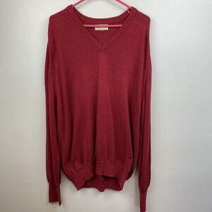LL Bean Sweater Mens 2XL Red‎ Long Sleeve V Neck Cotton USA Made Maine VTG